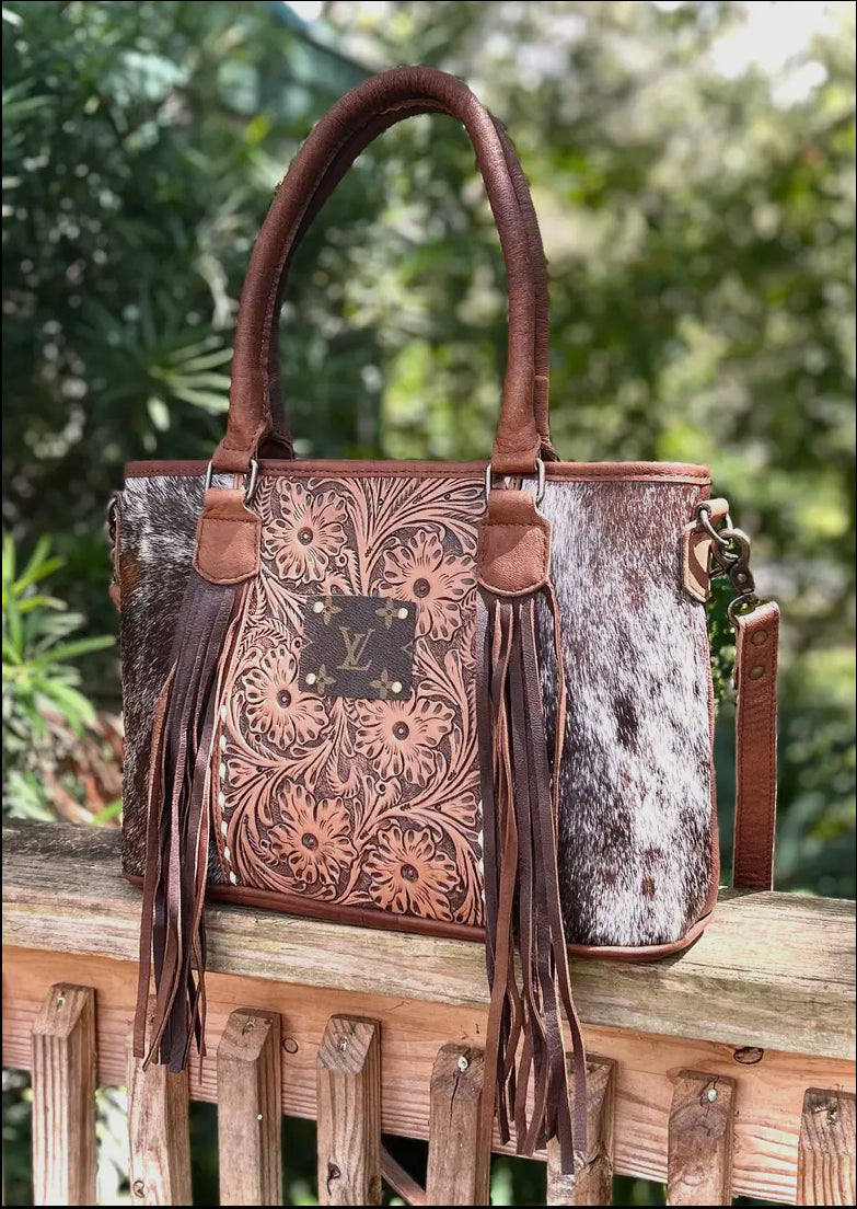 Upcycled Tooled Leather Bag