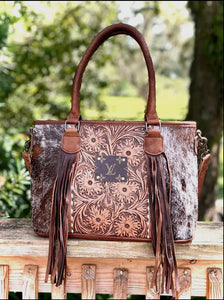 Upcycled Tooled Leather Bag