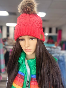 Strawberry Cable Knit Beanie