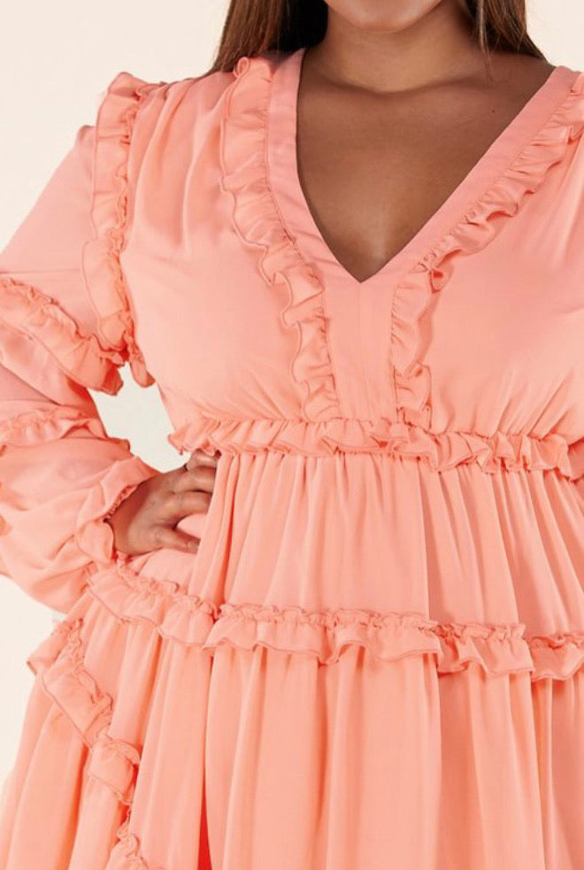Pink Chiffon Plus Size Dress