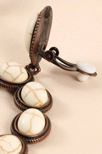 White stone dangling Clip on earrings