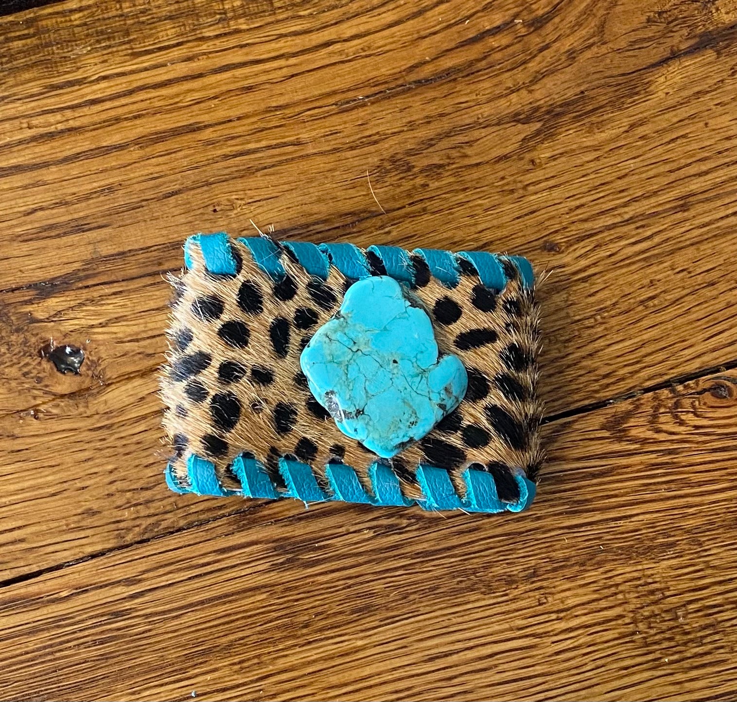 Cheetah and Turquoise Cuff