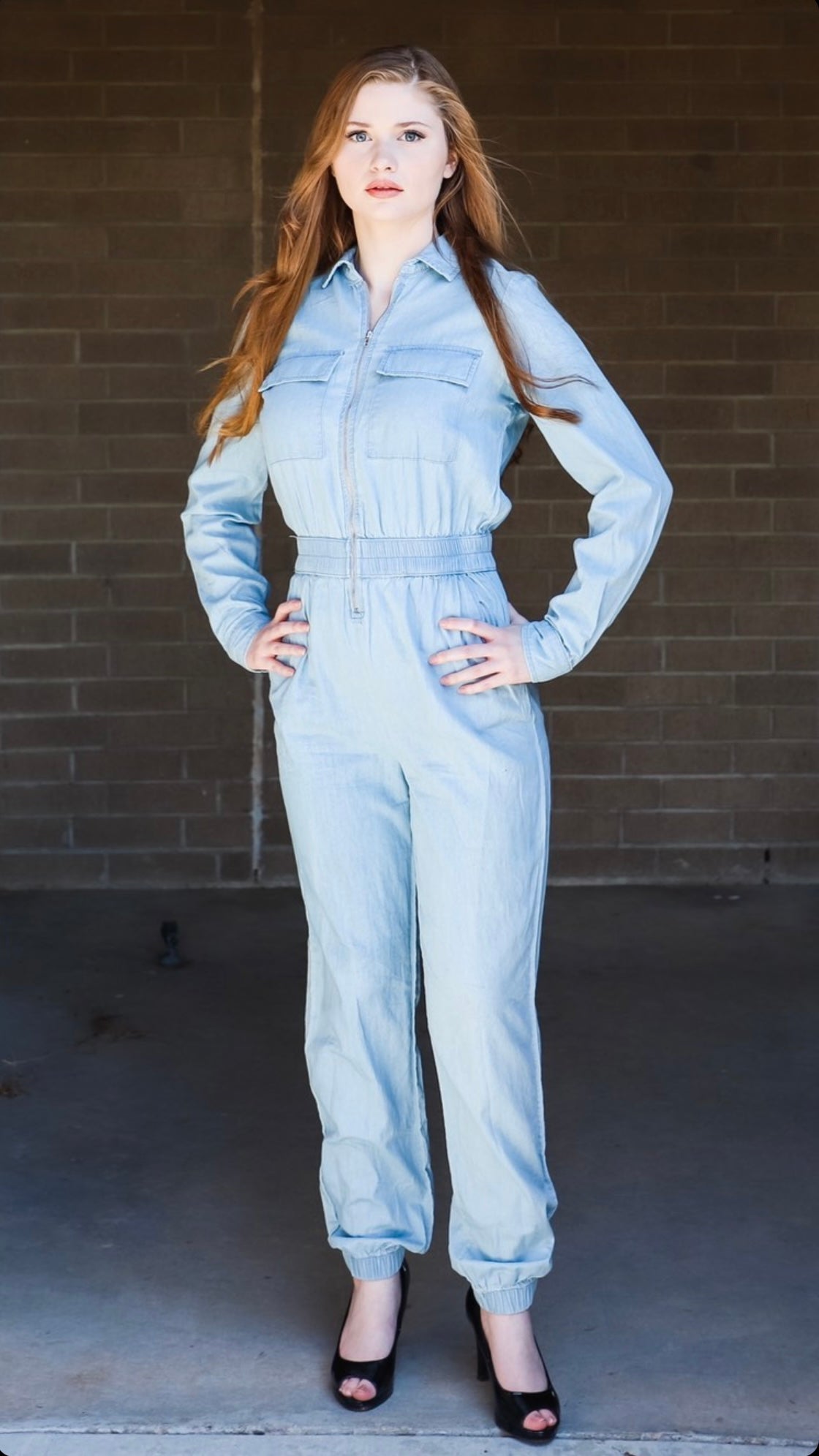 Denim Zip up Jumpsuit