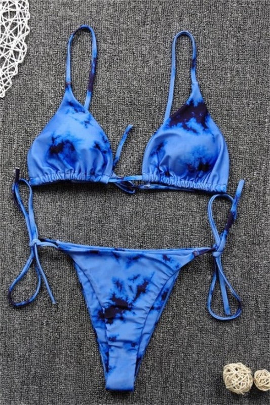 Blue Tie-dye Bikini swimsuit