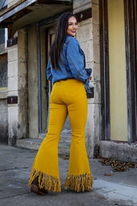 Mustard High Rise Frayed Jeans