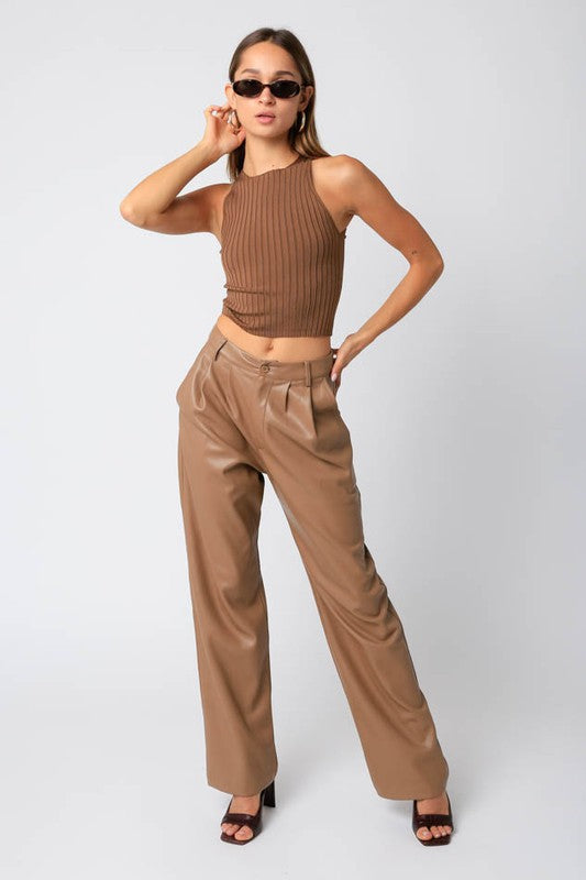 Latte Leather Pants