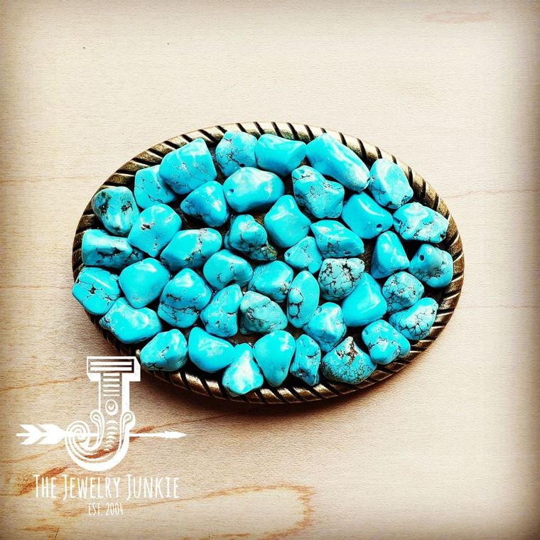 Rope Edge Turquoise Stone Belt Buckle