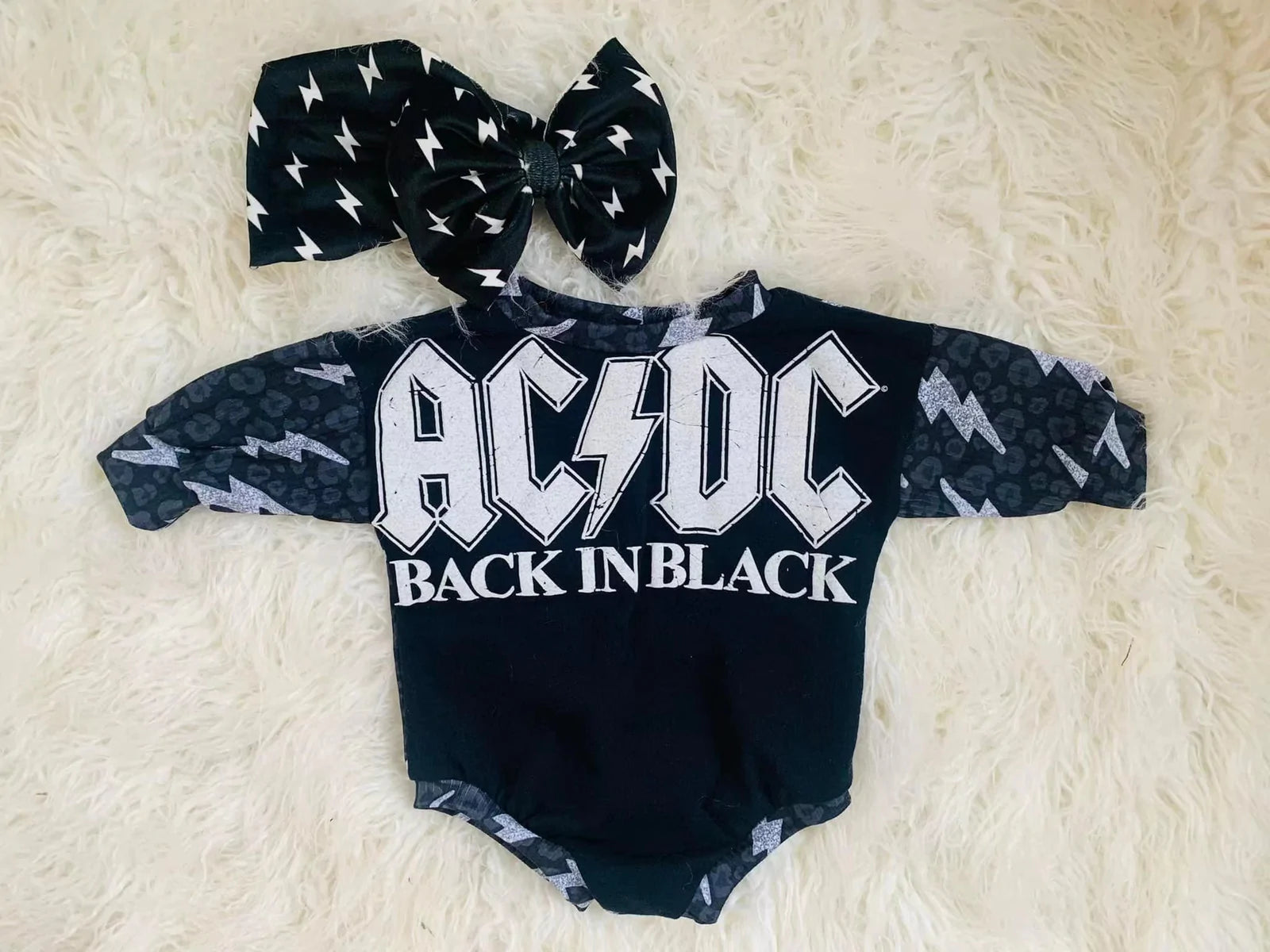 Back in Black Baby Romper