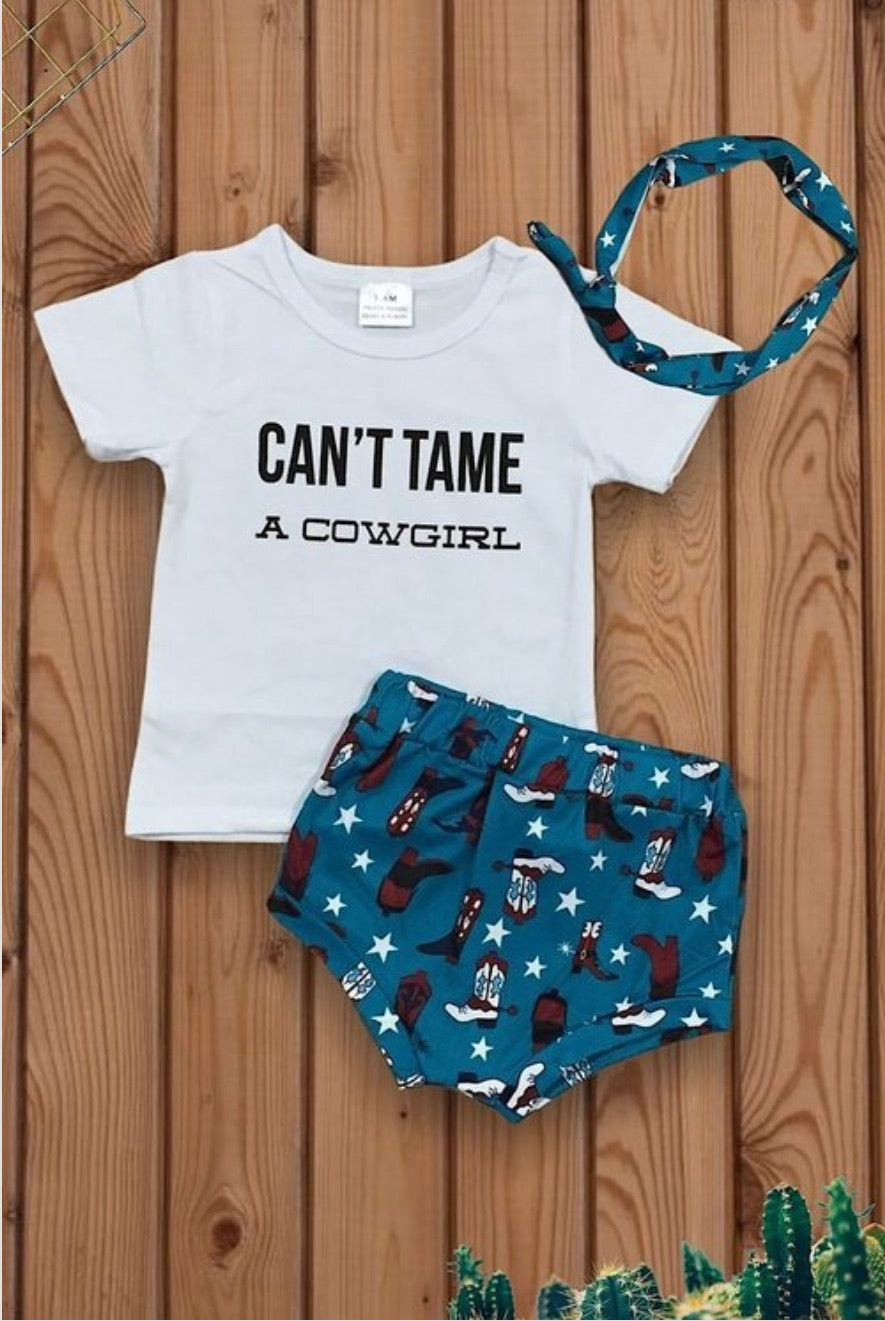 “Can’t Tame A Cowgirl” tee & bloomer set