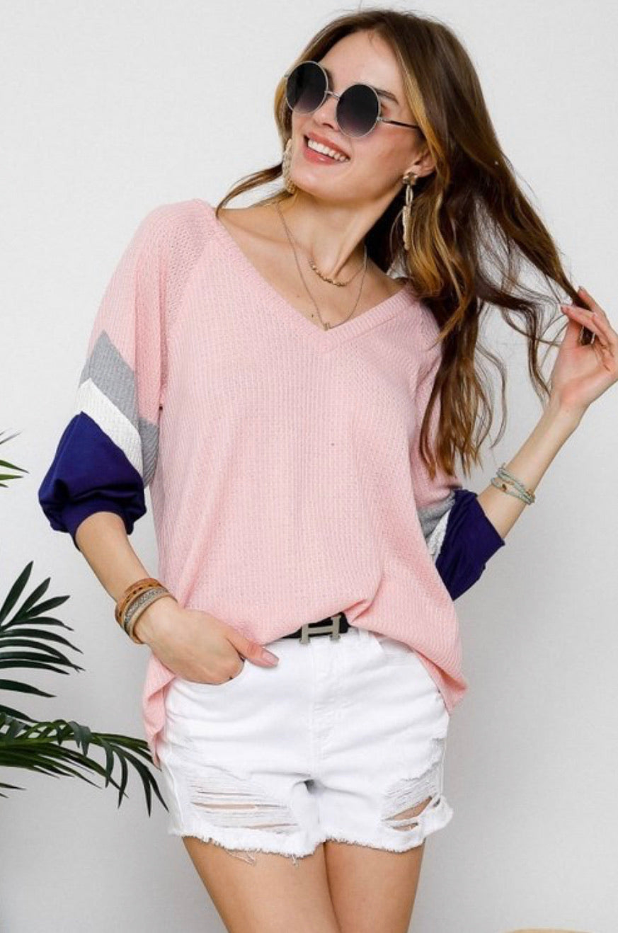 Pale Pink waffle knit Top