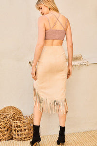 Sway Outta’ My Way Fringe Skirt