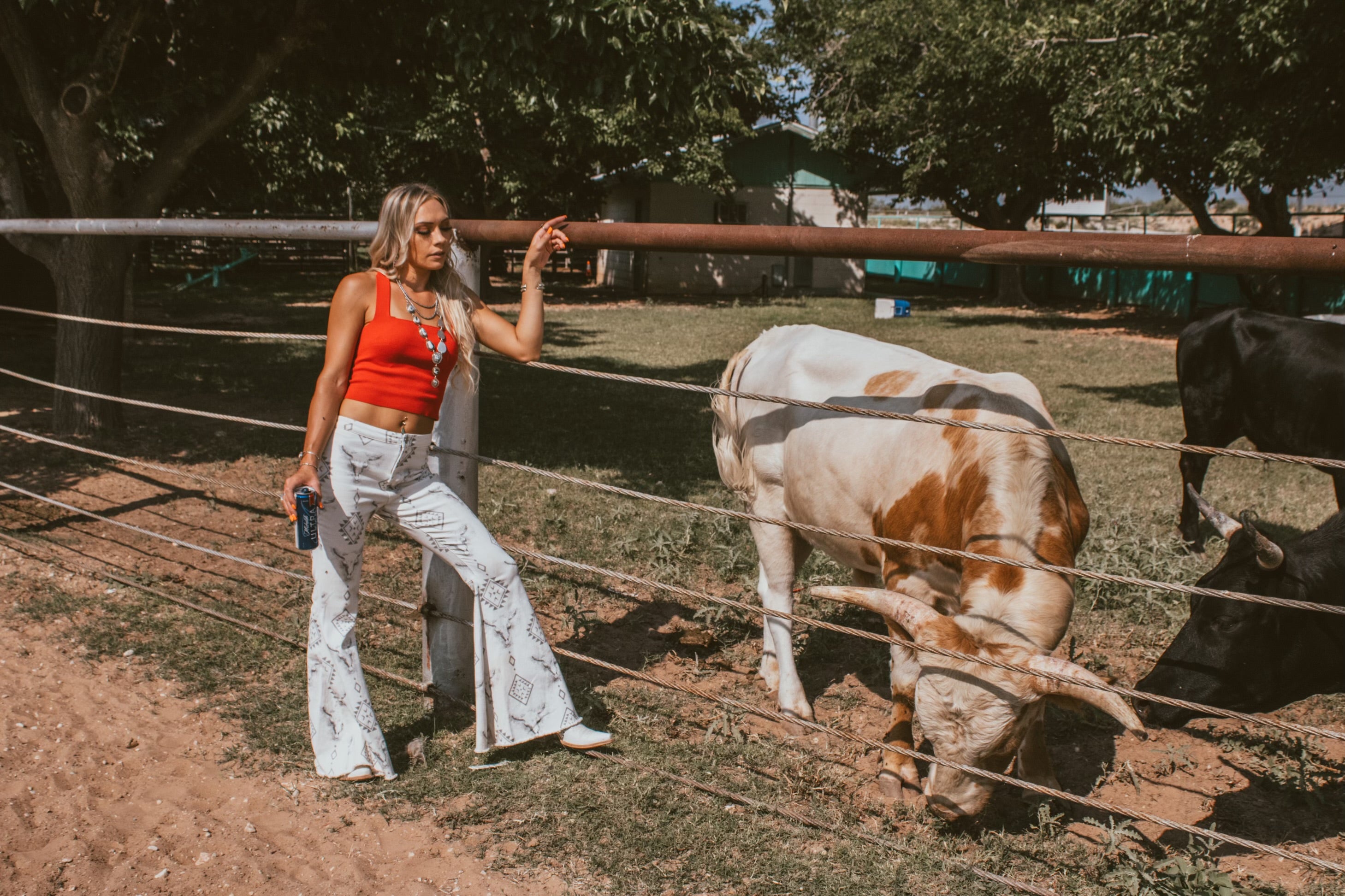 Bull Skull Bell Bottoms