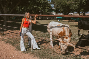 Bull Skull Bell Bottoms