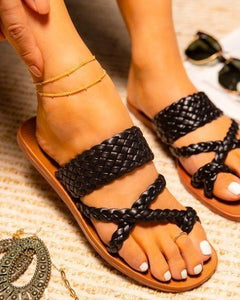 Ananya Black Braided Sandals
