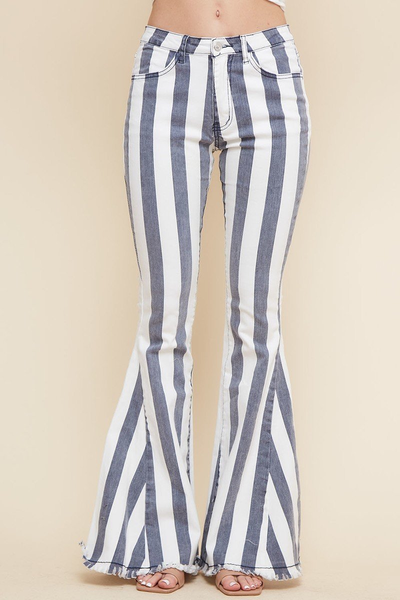 Grey/Ivory Striped Flares