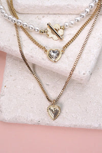 Pearl & Gold Triple Necklace