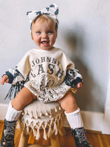 Baby Johnny Cash Romper + Bow