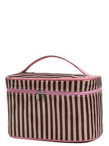 Striped makeup bag