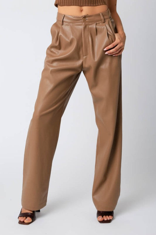 Latte Leather Pants