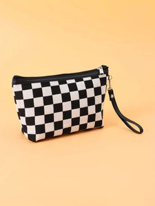 Checkered makeup bag