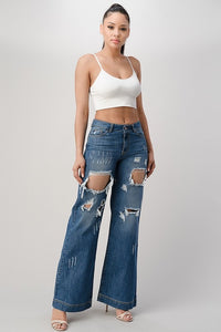 Swanky Wide Leg Jeans- dark wash