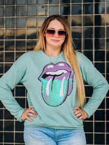 Sequin Lips Sweatshirt