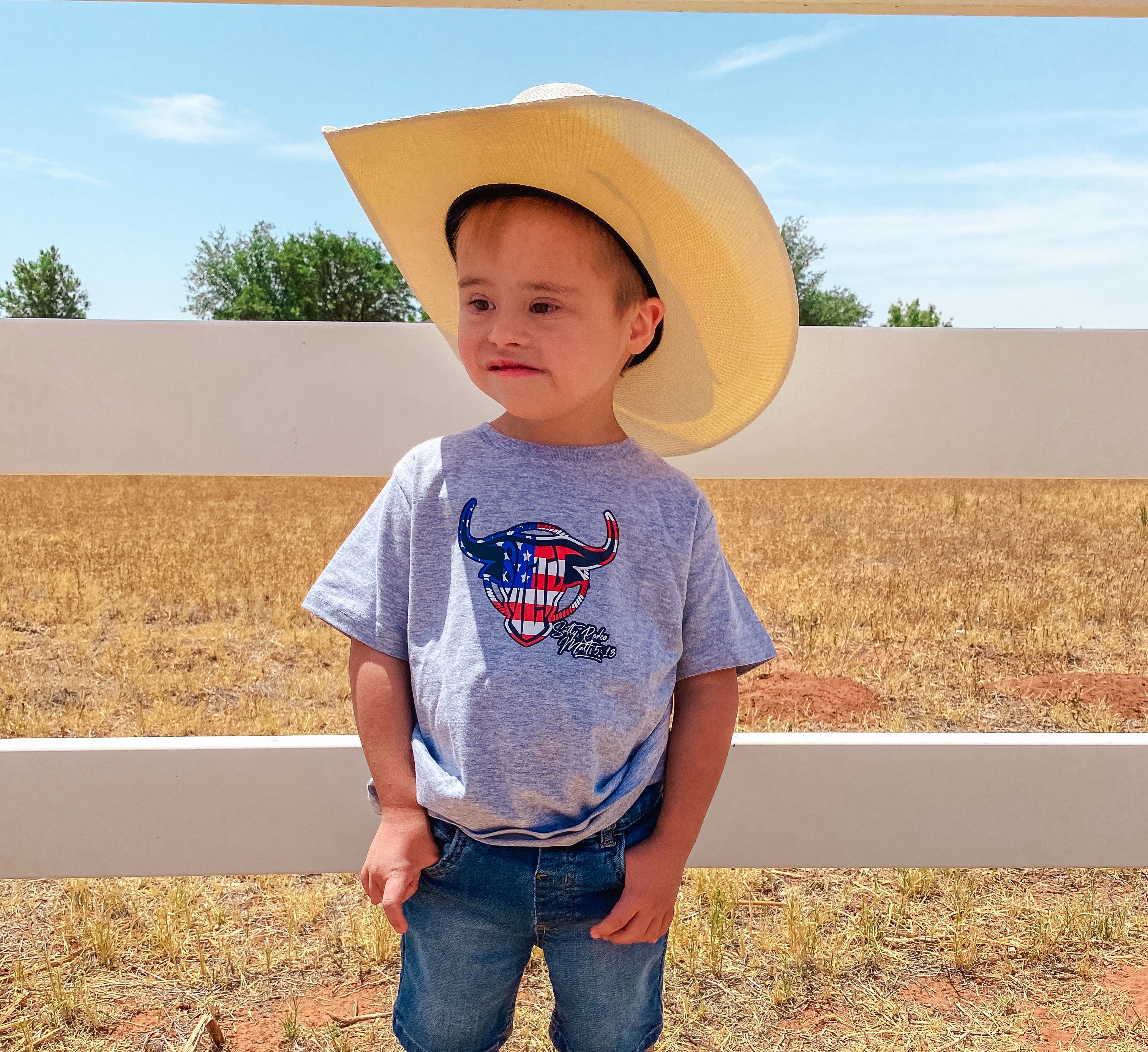 Red, white, and blue salty rodeo tee