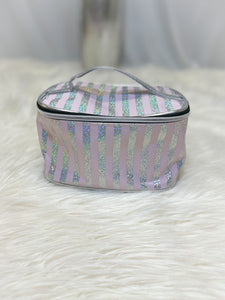 Striped makeup bag