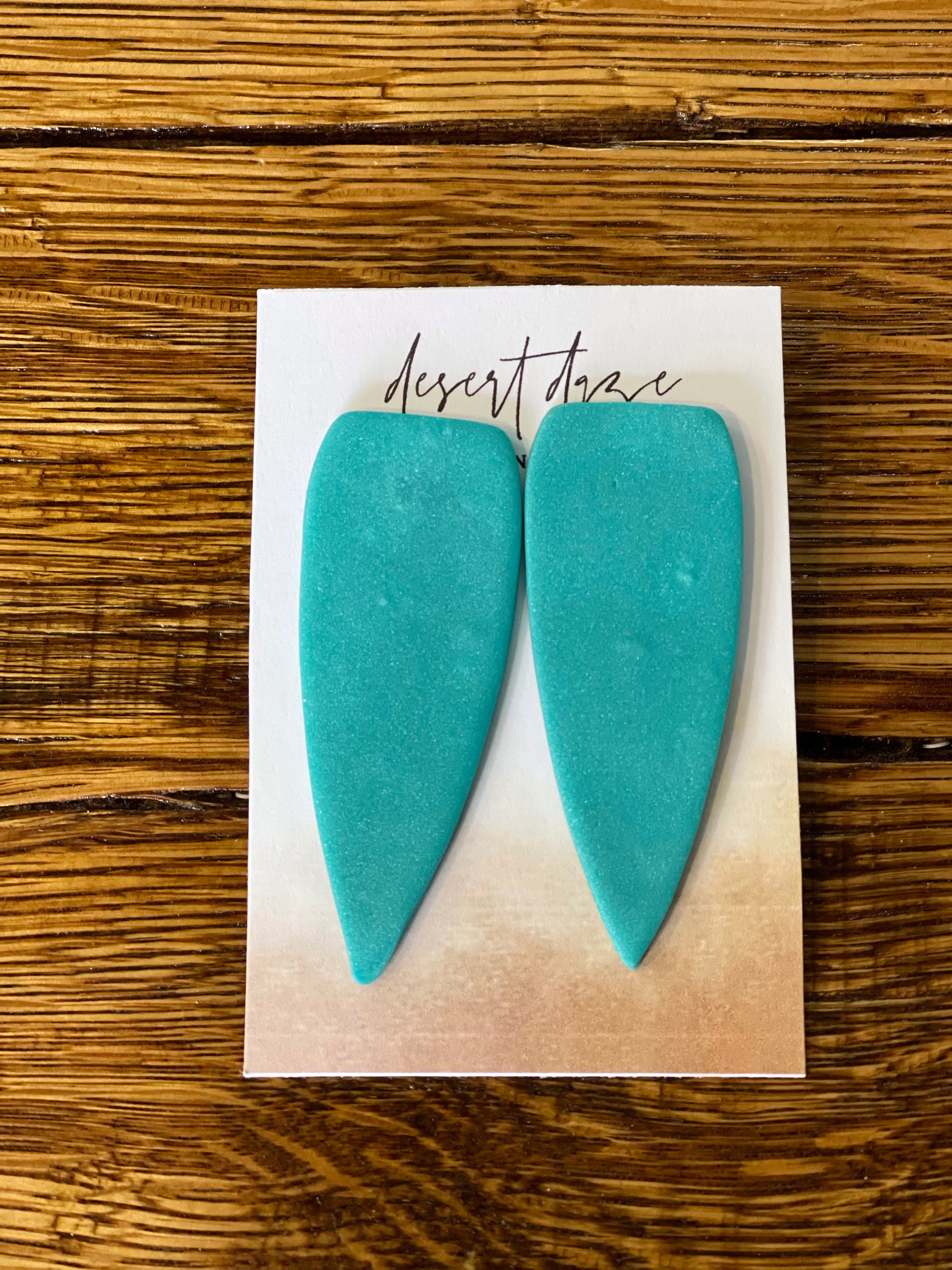 Clay Teal Pointed Earrings