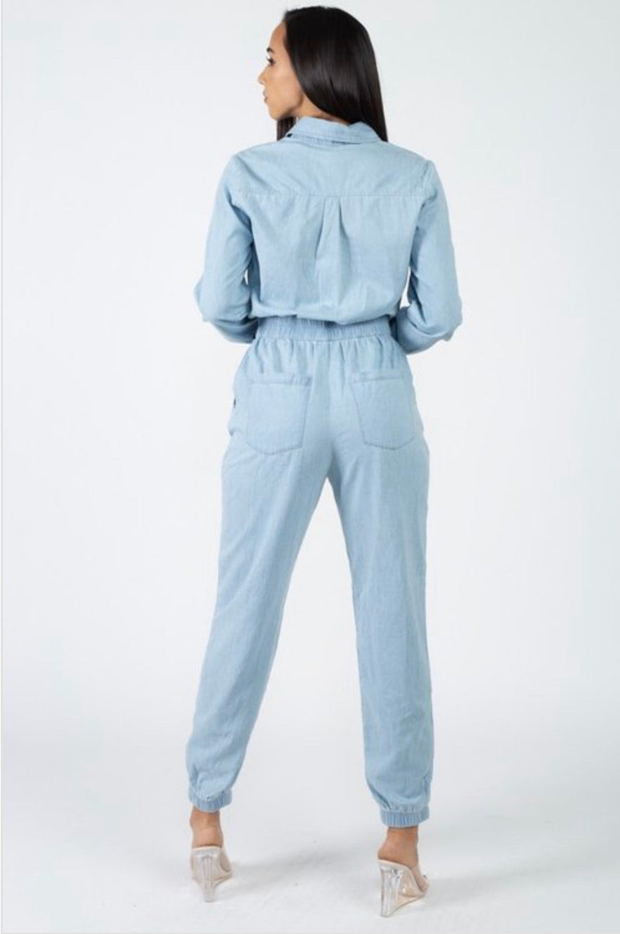 Denim Zip up Jumpsuit