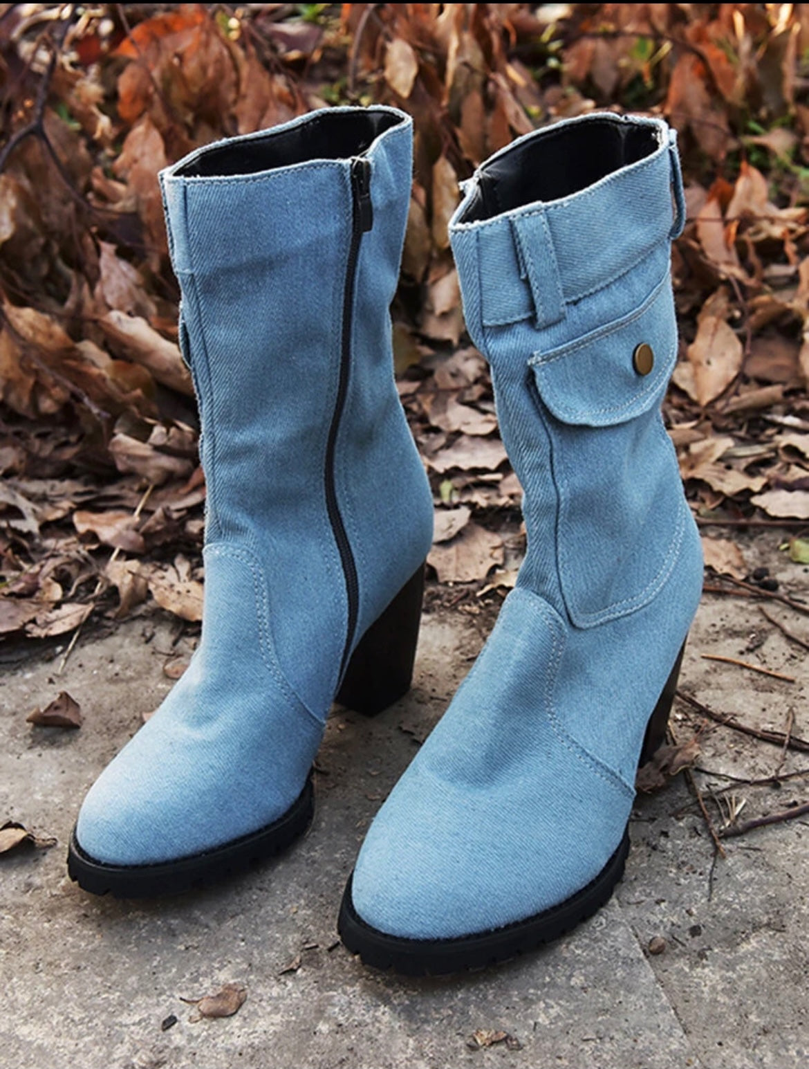 Light Denim Booties