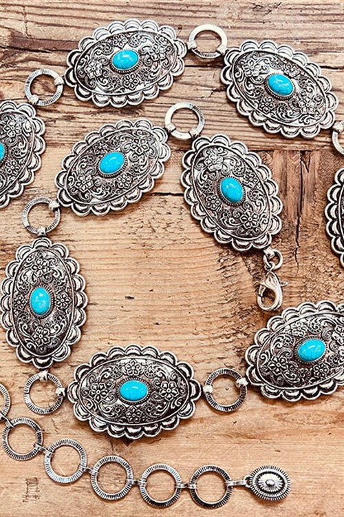 Paisley & Turquoise Concho Belt