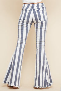 Grey/Ivory Striped Flares