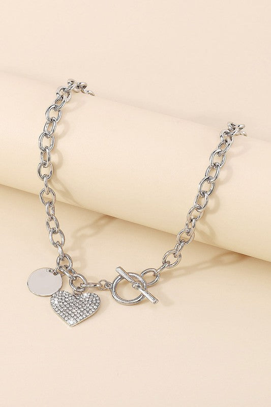 Rhinestone Heart Necklace