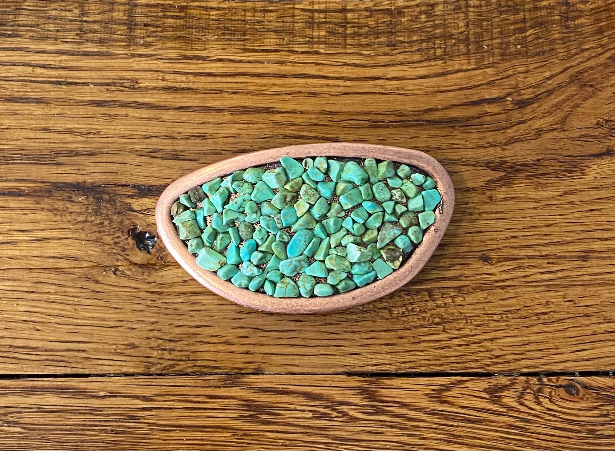 Copper and turquoise belt buckle