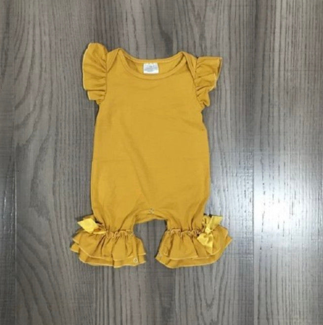 Mustard Ruffle Baby Romper