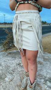Studded Fringe Skirt