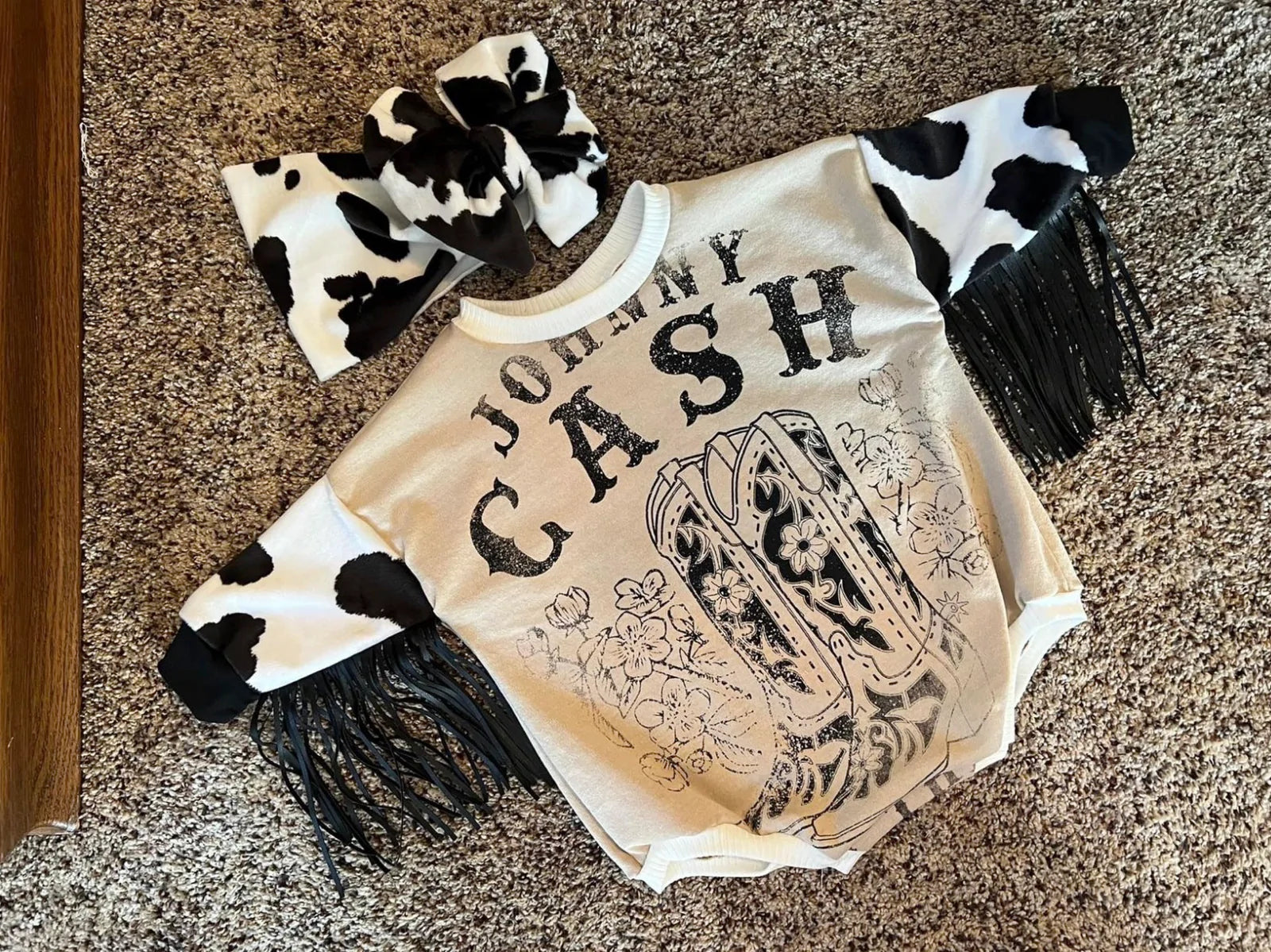 Baby Johnny Cash Romper + Bow