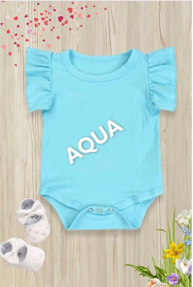 Aqua Baby Onesie W/ Angel Sleeves