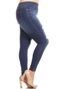 High waisted Denim Jeggings - Plus Size