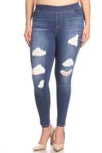 High waisted Denim Jeggings - Plus Size