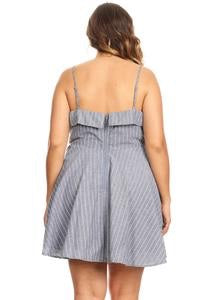 Pinstriped Tie Down Sundress - Plus Size